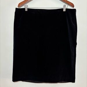 Lauren Ralph Lauren Women 14 Black Velvet Midi Skirt Whimsigoth Holiday Prep LRL